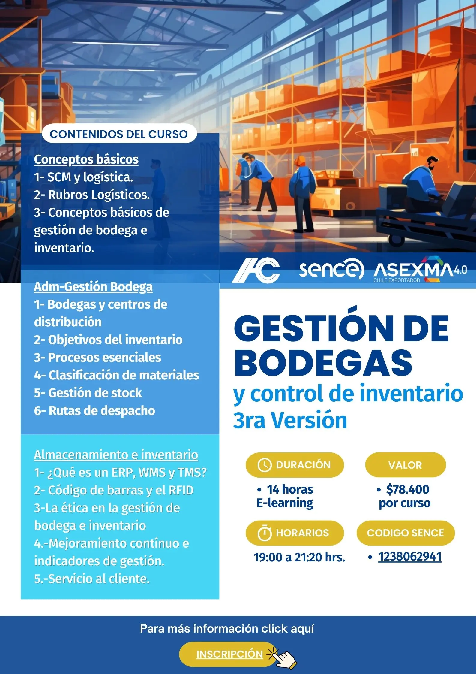 Curso de formación continua Sence “Gestión de Bodegas y Control de Inventario 2025”